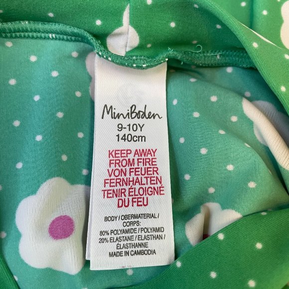 MINI BODEN GREEN PINK FLORAL POLKA DOTS RASH GUARD SWIM SHIRT TOP SIZE 9-10 Y - Picture 6 of 6